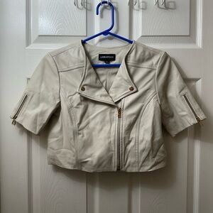 Lamarque Cropped Lambskin Biker Jacket